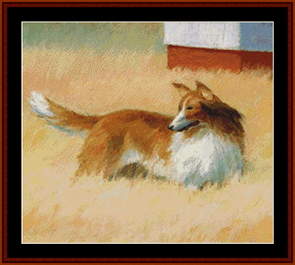 Rough Collie - Edward Hopper pdf cross stitch pattern