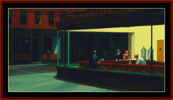 Nighthawks II - Edward Hopper pdf cross stitch pattern