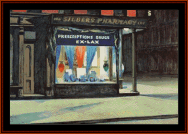Drug Store - Edward Hopper pdf cross stitch pattern