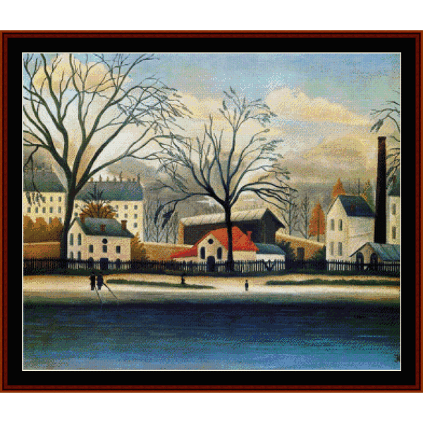 Suburban Scenery - Henri Rousseau pdf cross stitch pattern