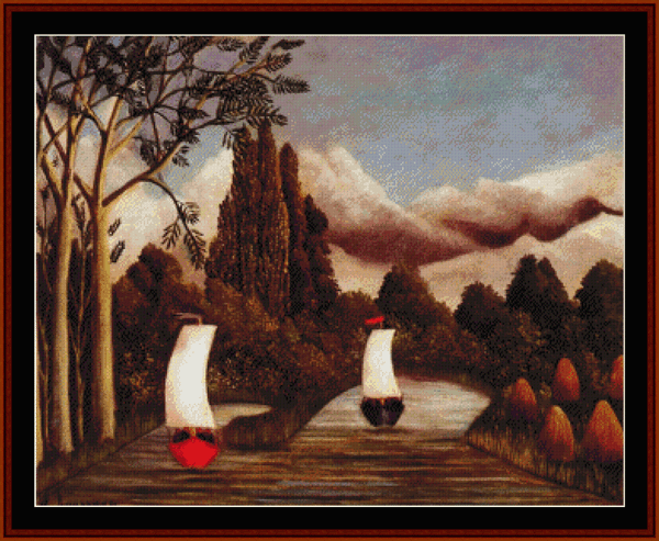 Banks of the Oise- Henry Rousseau pdf cross stitch pattern