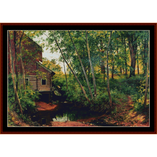 Mill in the Forest - Ivan Shishkin pdf cross stitch pattern
