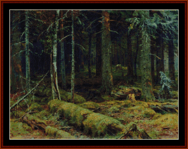 Dark Forest, 1890- Ivan Shishkin pdf cross stitch pattern