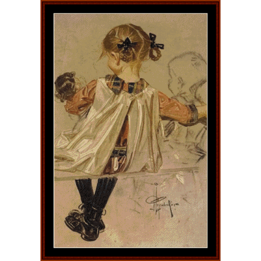 Vintage Girl with Doll - J.C. Leyendecker cross stitch pattern