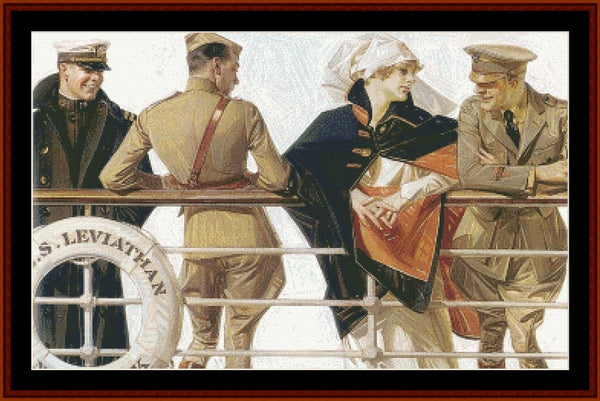 On the Leviathan - J.C. Leyendecker cross stitch pattern