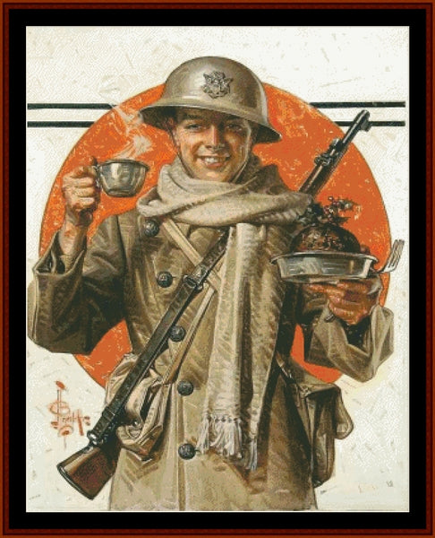 A Soldier's Thanksgiving - J.C. Leyendecker pdf cross stitch pattern