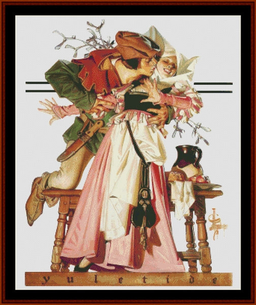 Kiss Under the Mistletoe - J.C. Leyendecker pdf cross stitch pattern