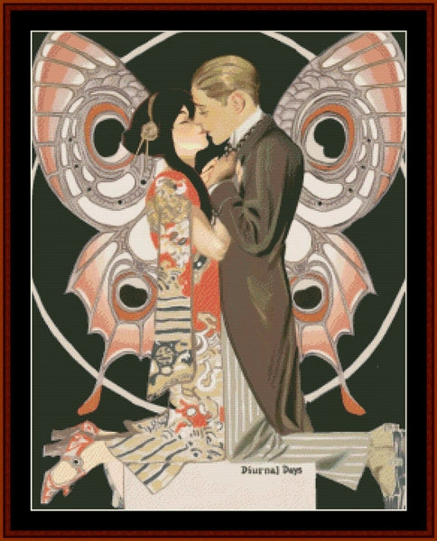 Butterfly Couple - J.C. Leyendecker pdf cross stitch pattern