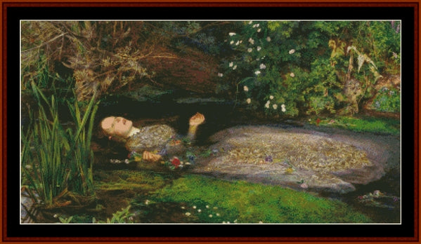 Death of Ophelia II - John Everett Millais pdf cross stitch pattern