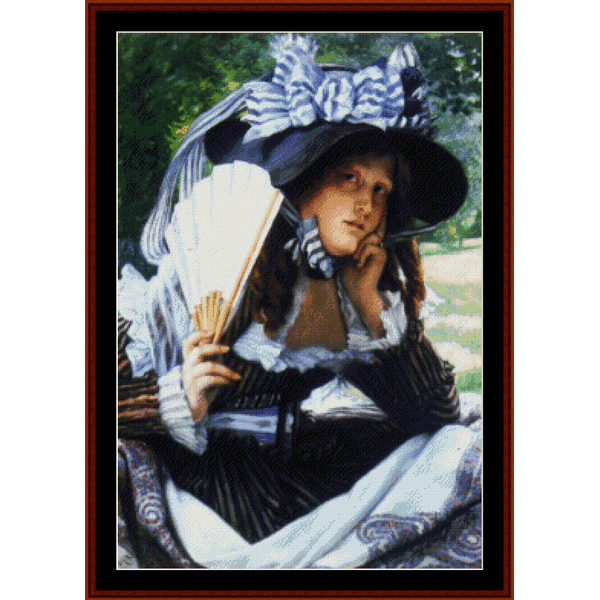Girl with a Fan - James T. Tissot cross stitch pattern