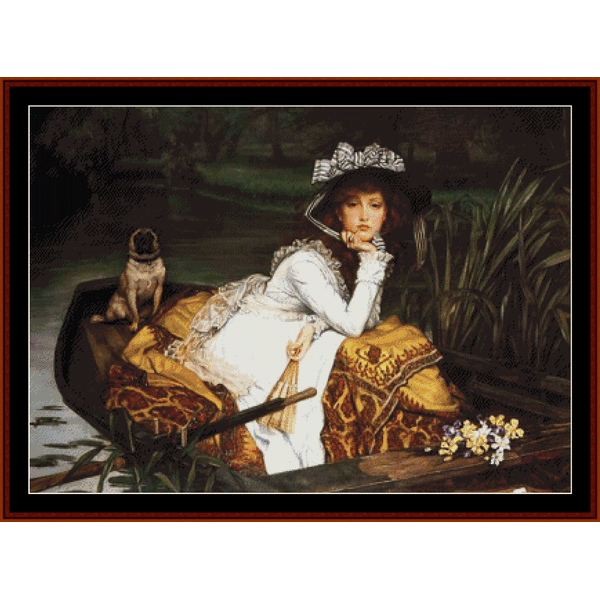 Young Lady in a Boat - James Tissot pdf cross stitch pattern
