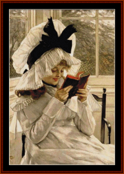 Reading a Book - James T. Tissot cross stitch pattern