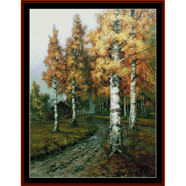 Park in Autumn - Julius S. von Klever cross stitch pattern