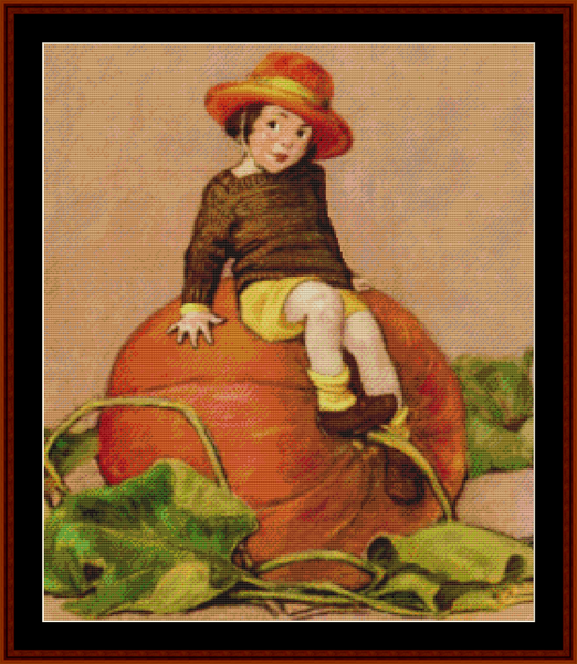 On His Pumpkin – Jesse Willcox Smith cross stitch pattern