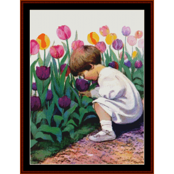 Tulip Time – Jesse Willcox Smith pdf cross stitch pattern