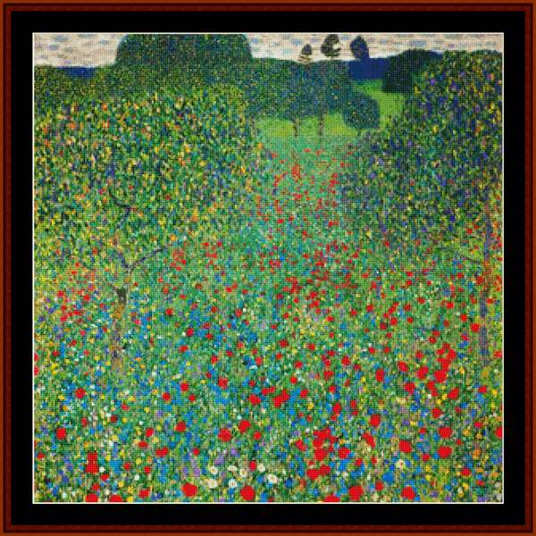 Poppy Field, Detail – Gustav Klimt pdf cross stitch pattern