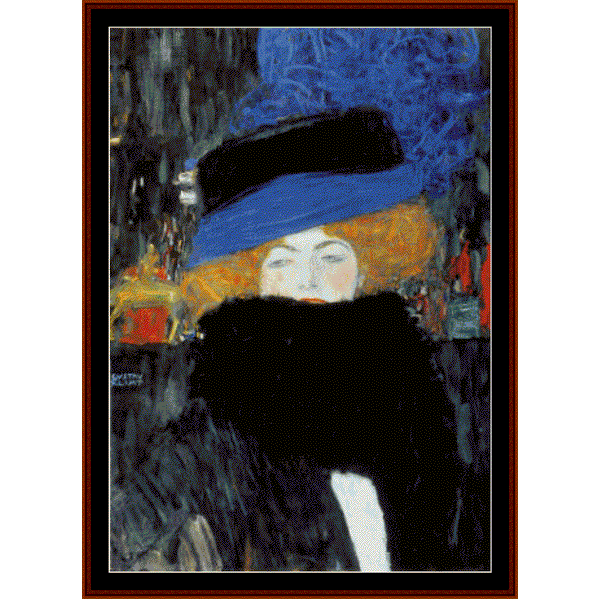 Lady with Hat - Gustav Klimt pdf cross stitch pattern