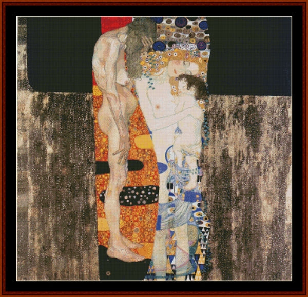 The Three Ages of Women - Gustav Klimt pdf cross stitch pattern