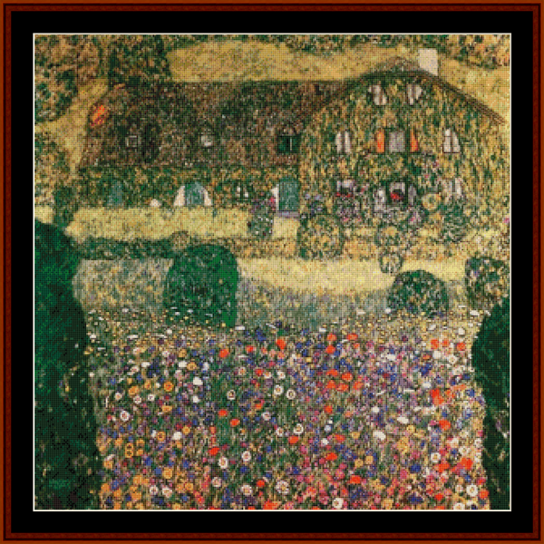 A Forester's House in Weissenbach - Gustav Klimt pdf cross stitch pattern