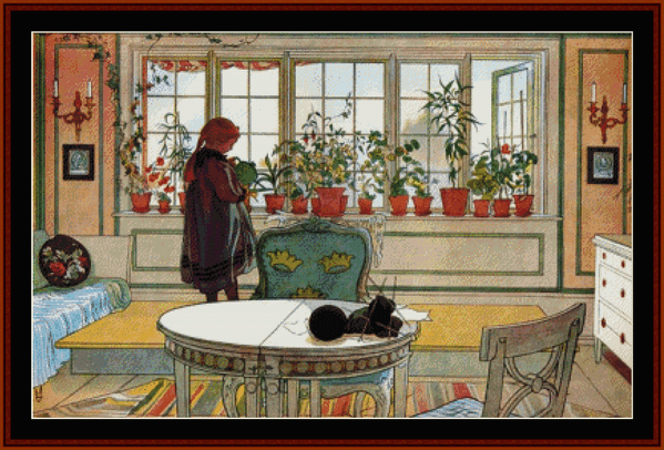 Flowers on the Windowsill - Carl Larsson cross stitch pattern