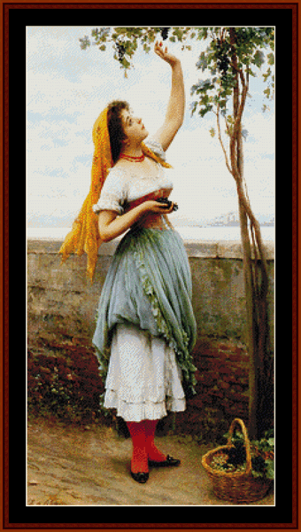Grape Picker - Alma-Tadema cross stitch pattern