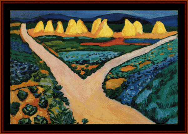 Vegetable Fields - August Macke cross stitch pattern