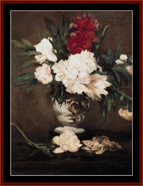 Vase of Peonies, 1864 - Edouard Manet cross stitch pattern