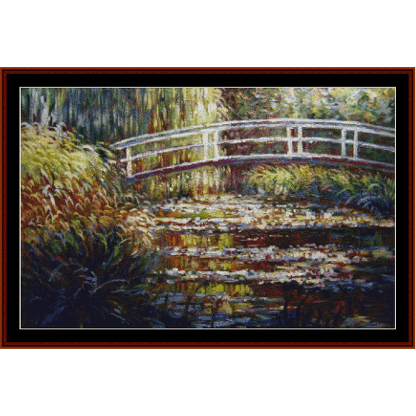 A Waterlily Pond - Claude Monet pdf cross stitch pattern