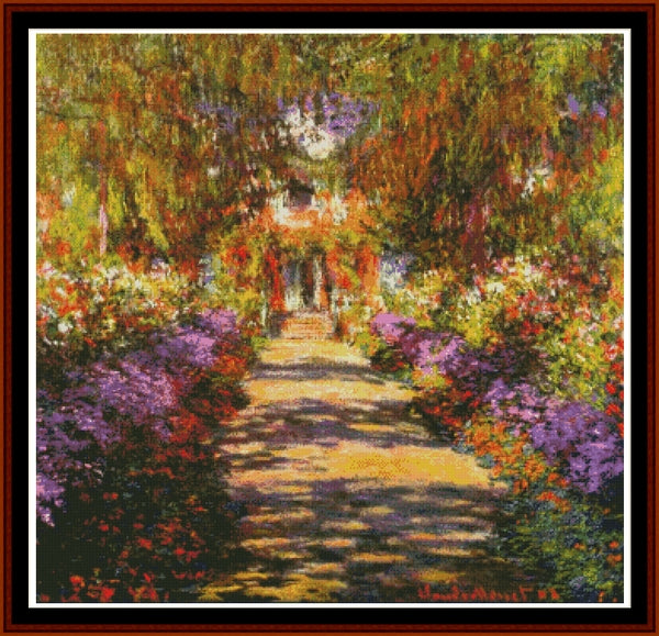 Pathway in Monet's Garden - Claude Monet pdf cross stitch pattern