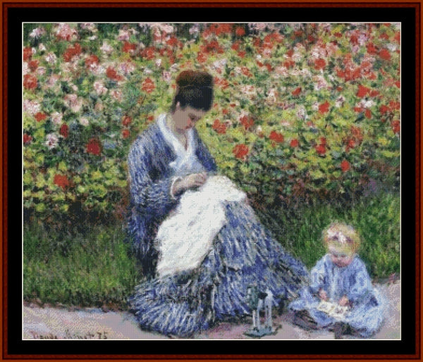 Madame Monet and Child - Claude Monet pdf cross stitch pattern
