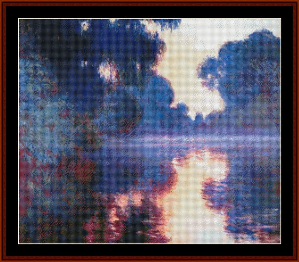 Morning on the Seine IV - Claude Monet pdf cross stitch pattern