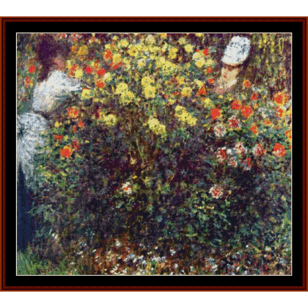 Girls in the Garden - Claude Monet pdf cross stitch pattern