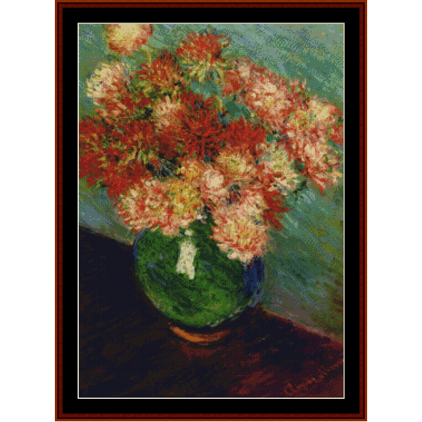 Vase with Chrysanthemums II - Claude Monet pdf cross stitch pattern