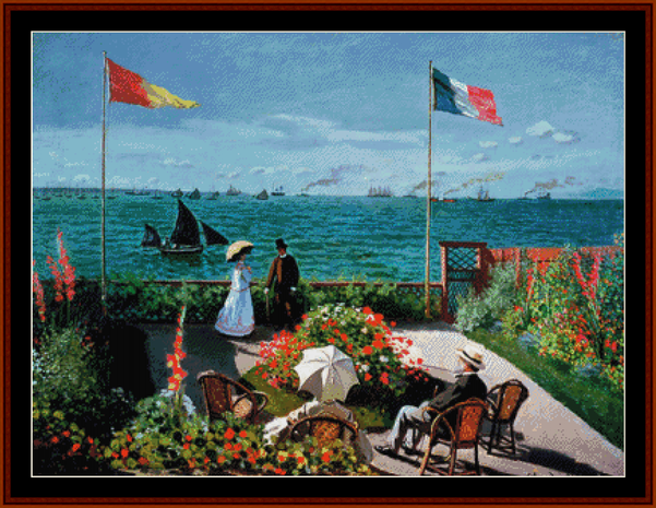 The Terrace at Ste. Adresse - Claude Monet pdf cross stitch pattern