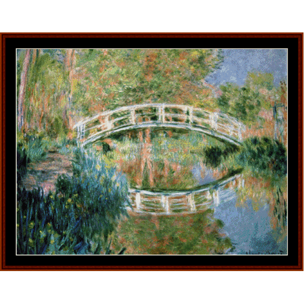 Japanese Bridge VI - Claude Monet pdf cross stitch pattern