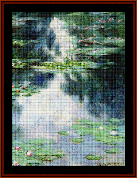 Pond with Waterlilies - Claude Monet pdf cross stitch pattern