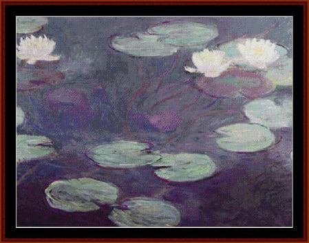 Waterlilies 16 - Claude Monet pdf cross stitch pattern