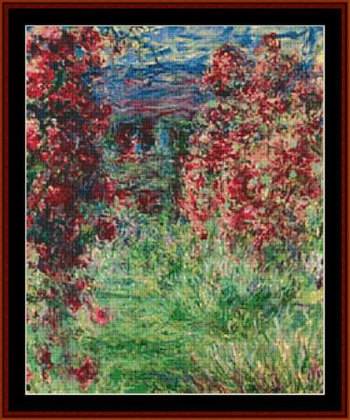 House at Giverny Under the Roses - Claude Monet pdf cross stitch pattern