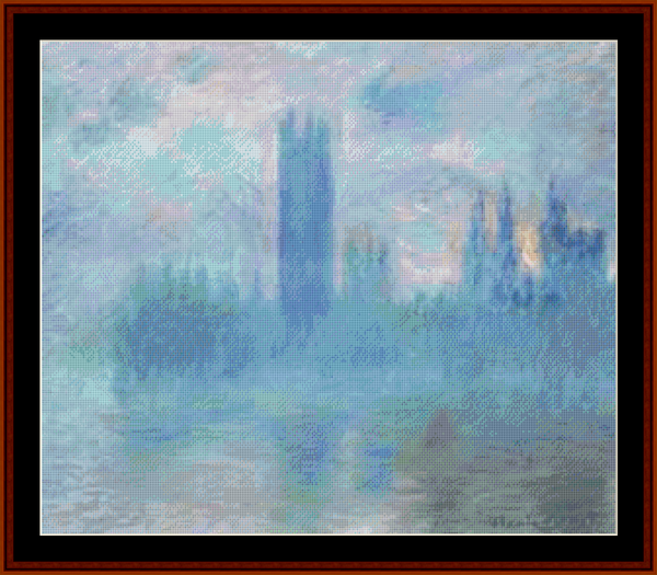 Houses of Parliament III - Claude Monet pdf cross stitch pattern