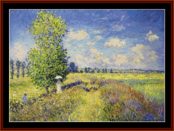 Poppy Field - Claude Monet pdf cross stitch pattern