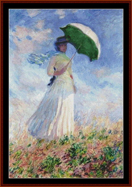 the woman in the green dress claude monet Woman with Parasol