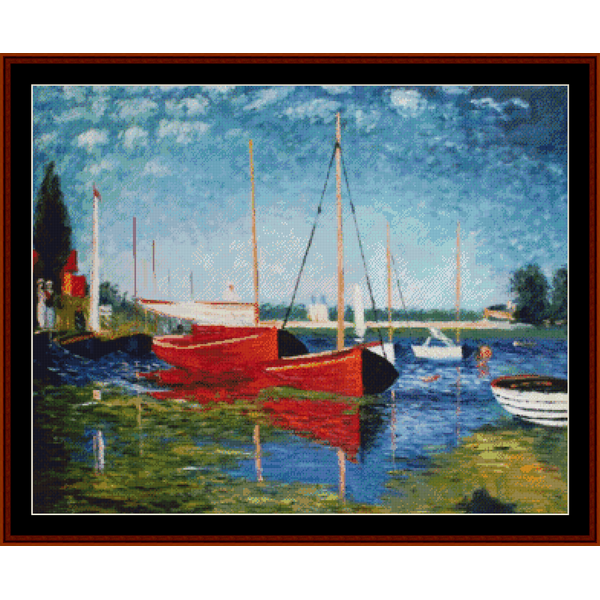Red Boats at Argenteuil - Claude Monet pdf cross stitch pattern