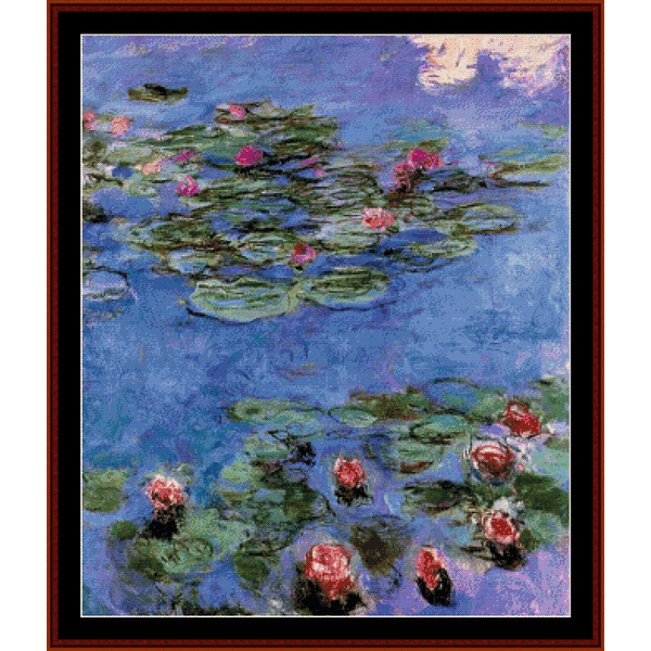 Red Waterlilies - Claude Monet pdf cross stitch pattern