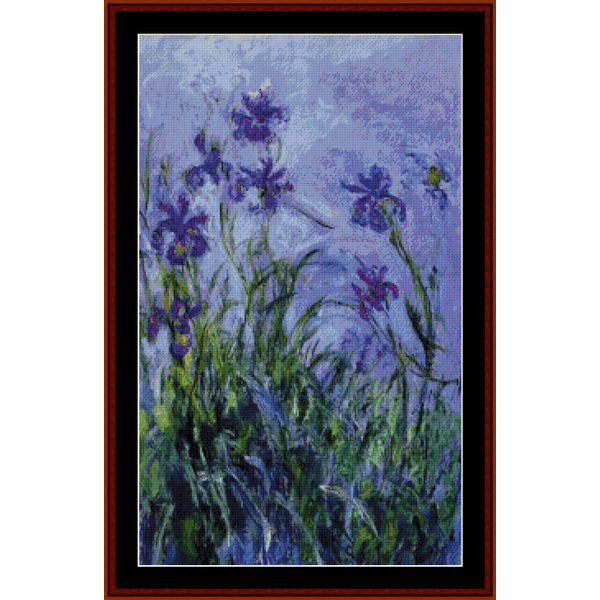 Lilac Irises - Claude Monet pdf cross stitch pattern