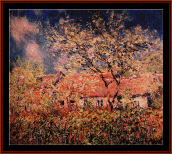 Springtime at Giverny - Claude Monet pdf cross stitch pattern