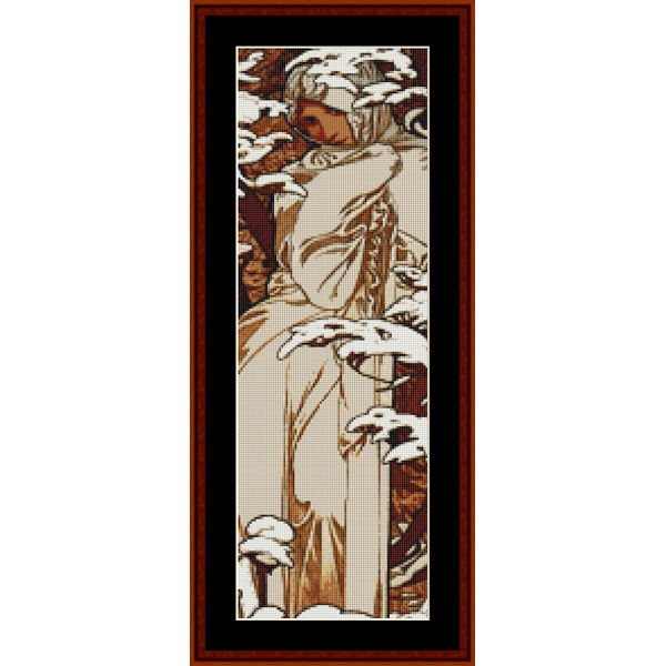 Winter 1897 mini - Alphonse Mucha cross stitch pattern