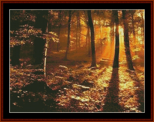 Autumn Forest in the Sun - Nature pdf cross stitch pattern