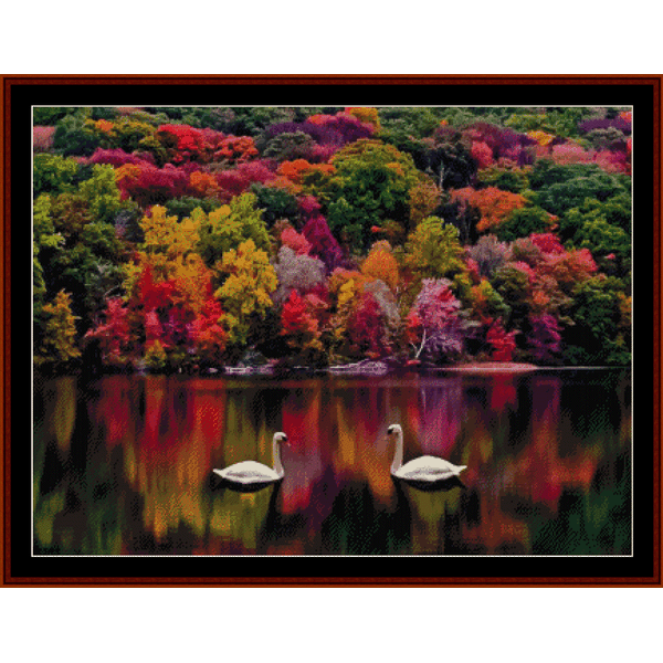 Geese on a Lake - Nature pdf cross stitch pattern