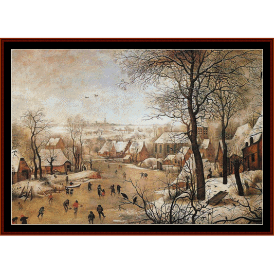Winter Landscape - Pieter Bruegel pdf cross stitch pattern