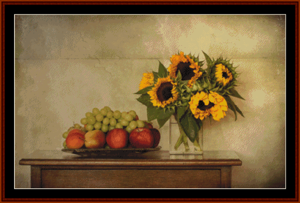 Still Life with Sunflowers - Nature pdf cross stitch pattern